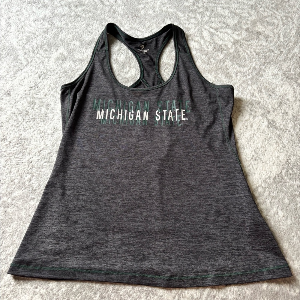 Colosseum Gray and White Tank Top Michigan State